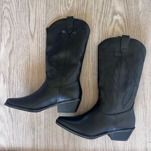 Madden Girl Black Heeled Cowboy Boots Size 9